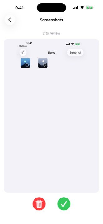 Swiping left to delete an old screenshot in GigaBack on an iPhone